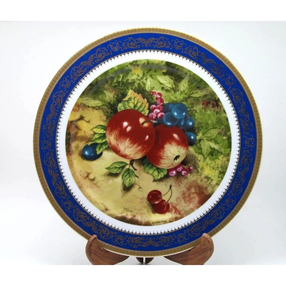 LG Porcelaine T Limoges France Fruit Dec a La Main 12 1/2